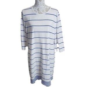 Nautica Dress Mini Nautical White Striped 3/4 Sleeve Cotton Women's XXL